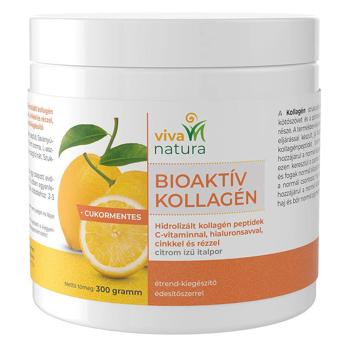 Viva natura Bioaktív Kollagén citrom ízű italpor - 300g Viva natura Bioaktív Kollagén citrom ízű italpor - 300g