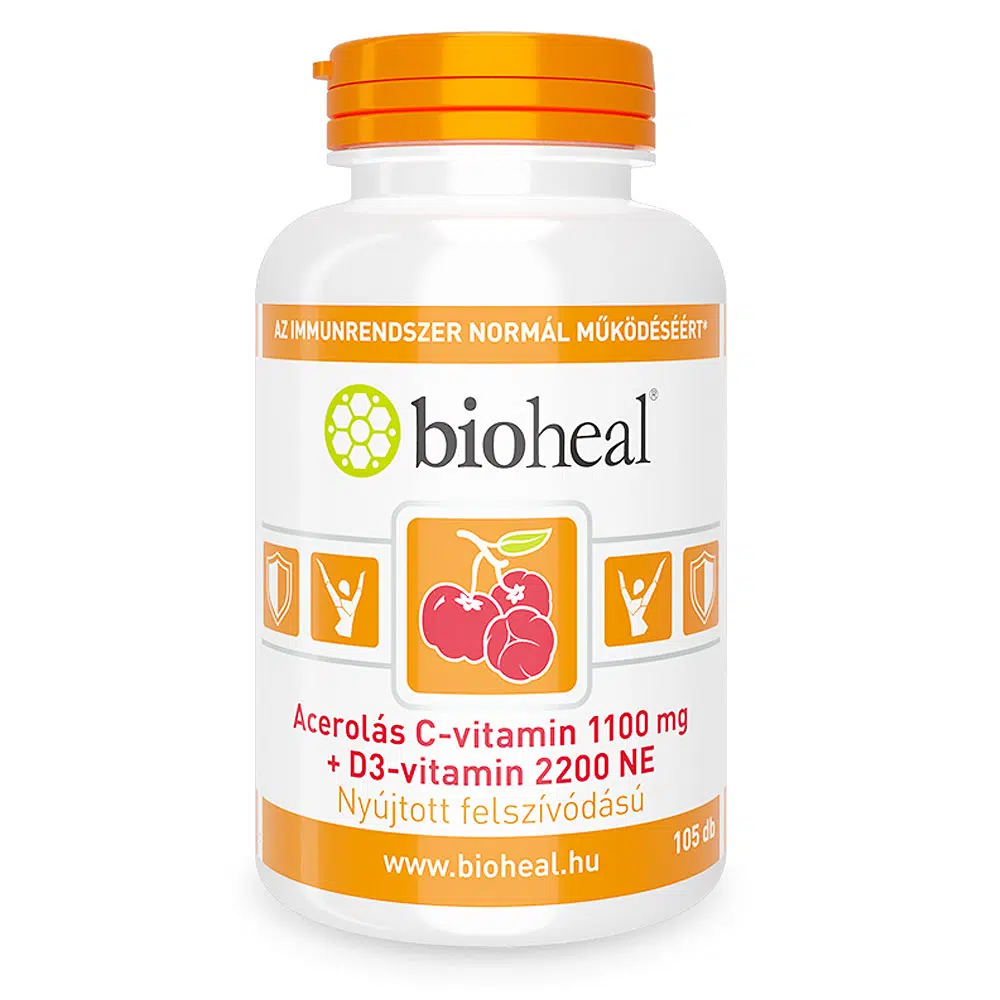 Bioheal Acerolás C-vitamin 1100mg + D3-vitamin 2200 NE filmtabletta - 105db Bioheal Acerolás C-vitamin 1100mg + D3-vitamin 2200 NE filmtabletta - 105db