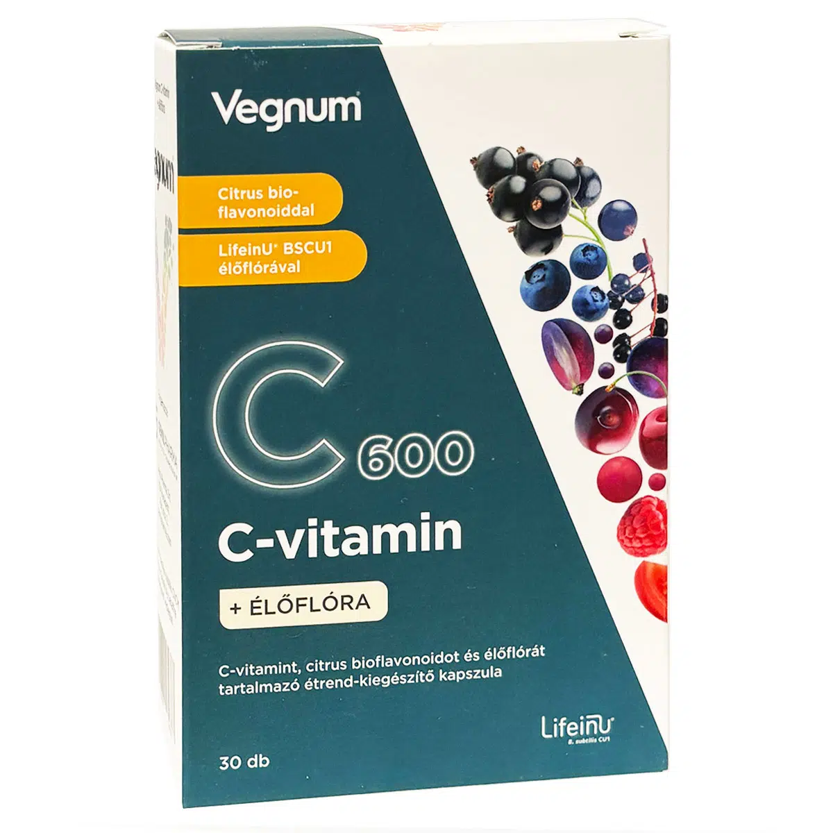 Vegnum C 600 + Élőflóra + Citrus bioflavonoid kapszula - 30db Vegnum C 600 + Élőflóra + Citrus bioflavonoid kapszula - 30db