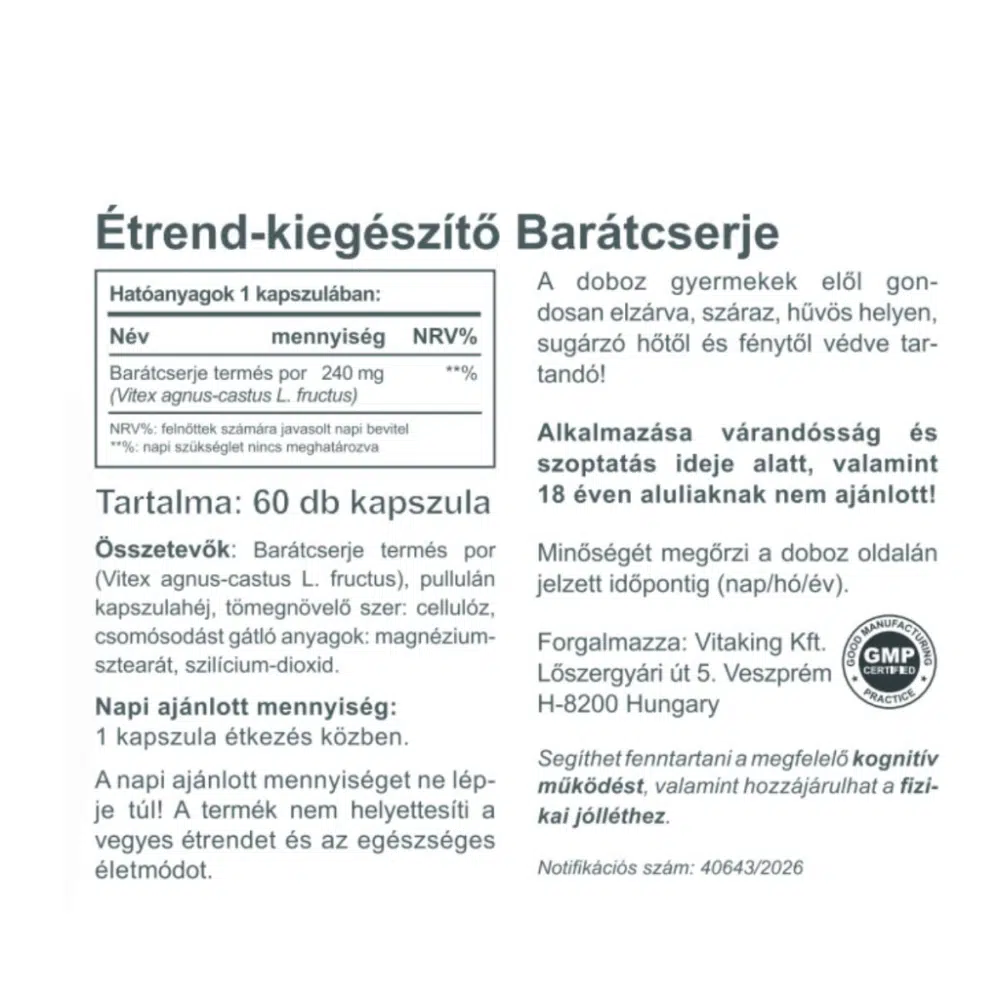 Vitaking Barátcserje kapszula - 60db termékcímke Vitaking Barátcserje kapszula - 60db termékcímke