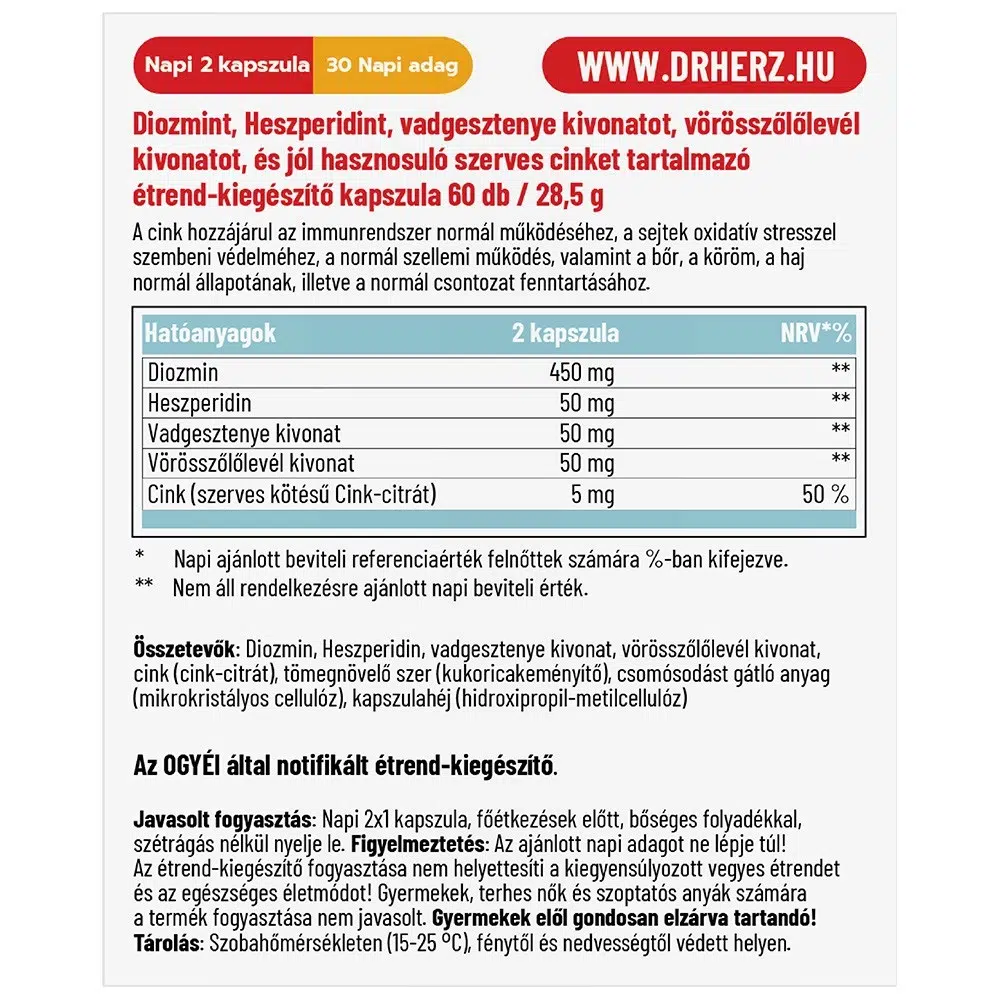 Dr. Herz XXL Diozmin Heszperidin kapszula - 120db - Image 2 Dr. Herz XXL Diozmin Heszperidin kapszula - 120db - Image 2