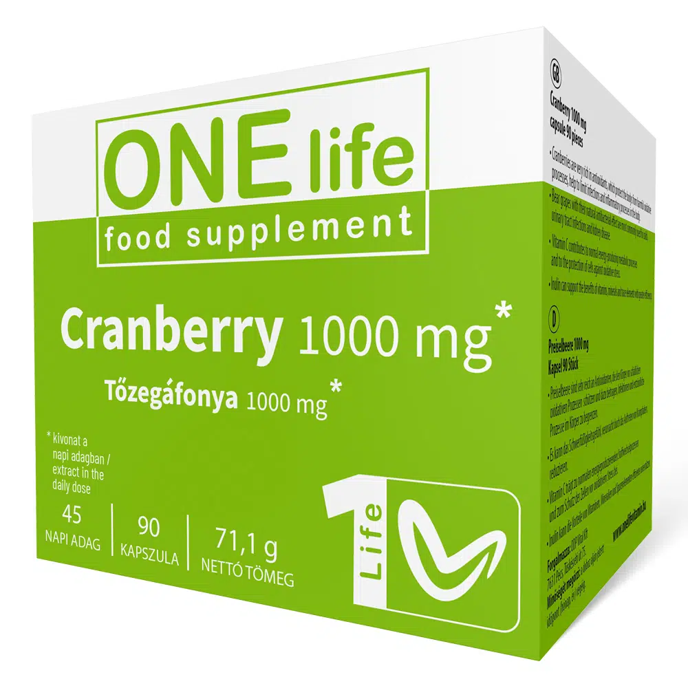 One Life Tőzegáfonya kivonat 1000mg kapszula - 90db One Life Tőzegáfonya kivonat 1000mg kapszula - 90db