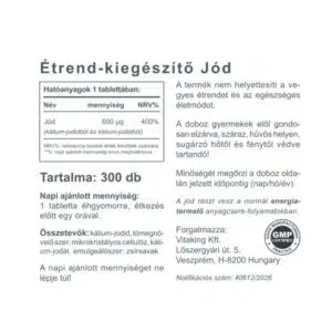 Vitaking Jódharmónia 600mcg tabletta - 300db - Image 2 Vitaking Jódharmónia 600mcg tabletta - 300db - Image 2