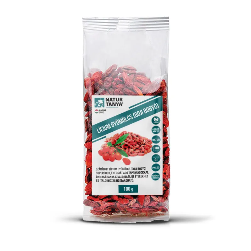 Natur Tanya Lícium gyümölcs (Lycium Barbarum, Goji bogyó) - 100g Natur Tanya Lícium gyümölcs (Lycium Barbarum, Goji bogyó) - 100g