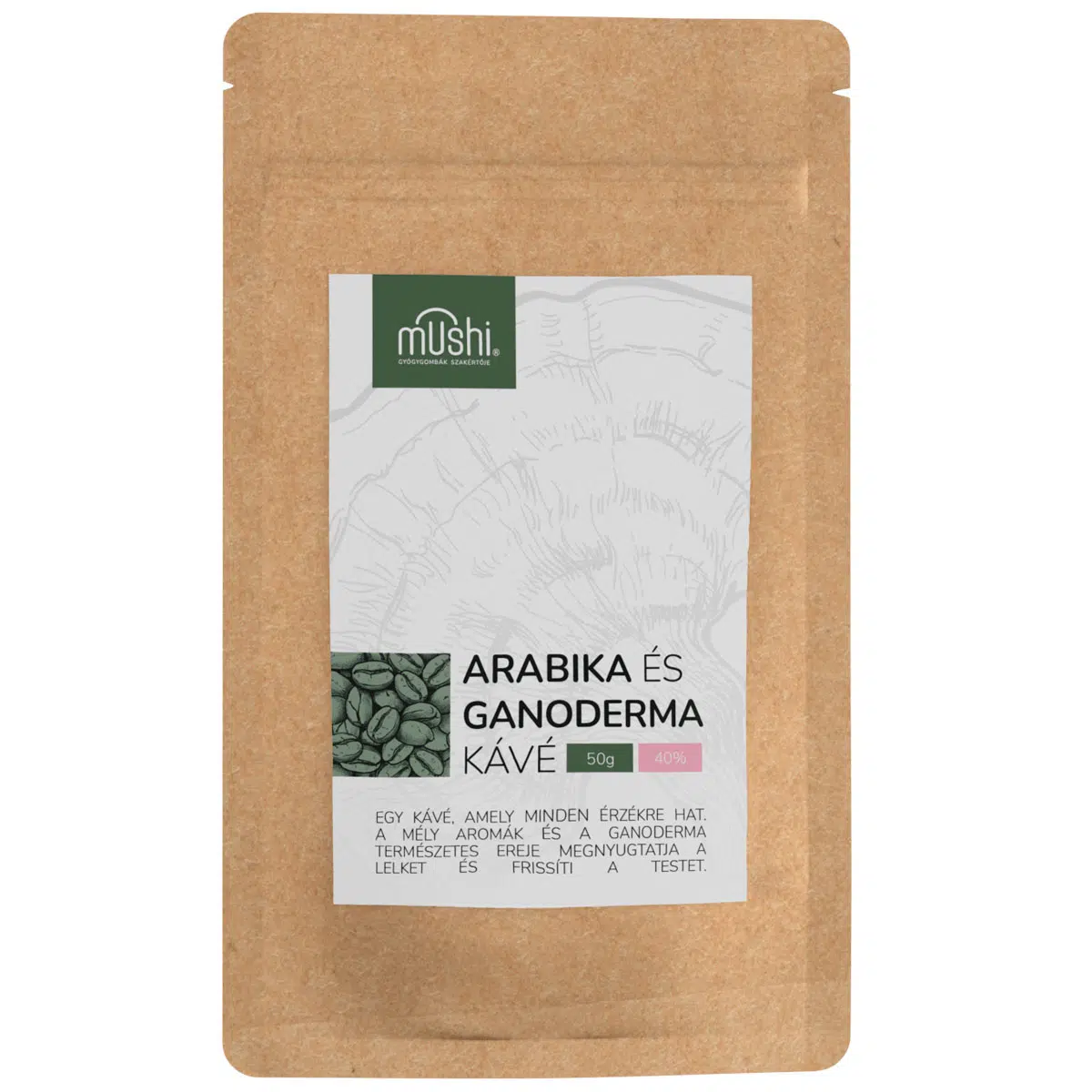 Mushi Arabica és Ganoderma instant kávé (40% pecsétviaszgomba) 50 g Mushi Arabica és Ganoderma instant kávé (40% pecsétviaszgomba) 50 g