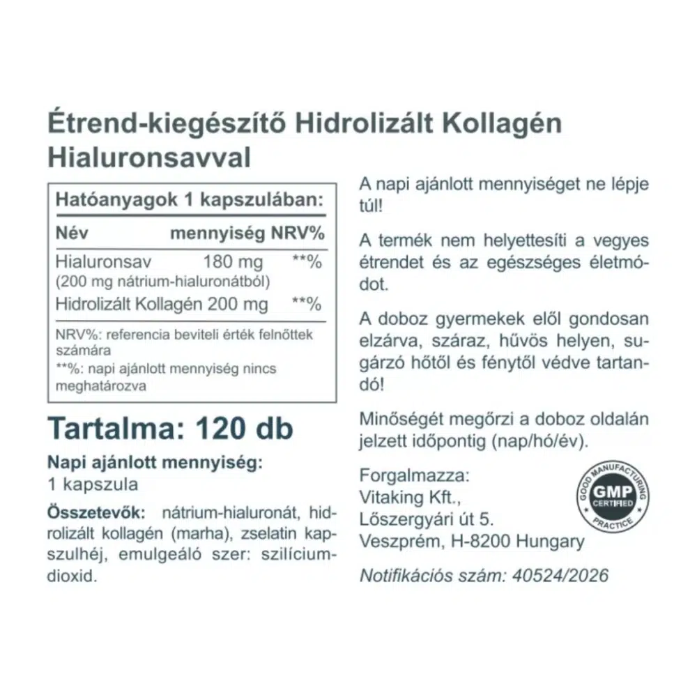 Vitaking Kollagén+Hialuronsav kapszula - 120db - Image 2 Vitaking Kollagén+Hialuronsav kapszula - 120db - Image 2