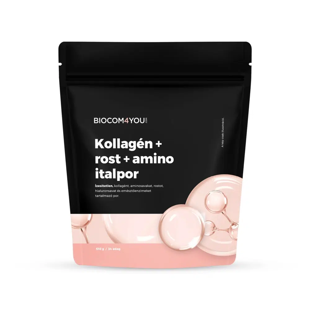 Biocom4You Kollagén+Rost+Amino Italpor, Natúr ízű doypack 510g Biocom4You Kollagén+Rost+Amino Italpor, Natúr ízű doypack 510g
