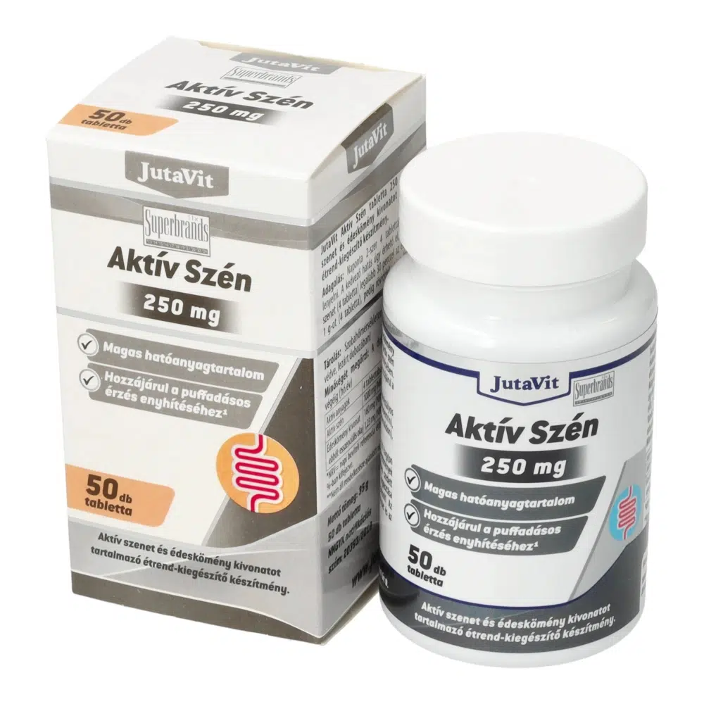 Jutavit Aktív szén 250mg tabletta 50db Jutavit Aktív szén 250mg tabletta 50db
