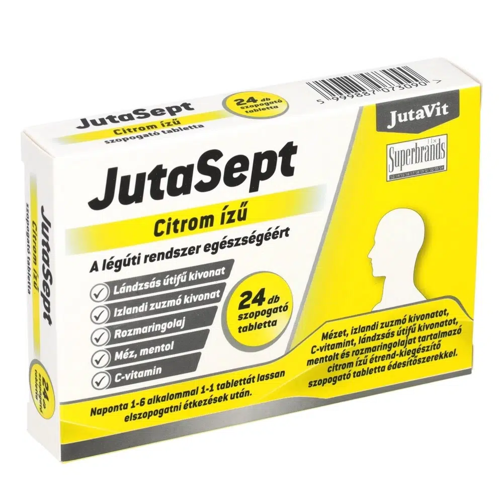 Jutavit Jutasept citrom ízű szopogató tabletta 24db Jutavit Jutasept citrom ízű szopogató tabletta 24db