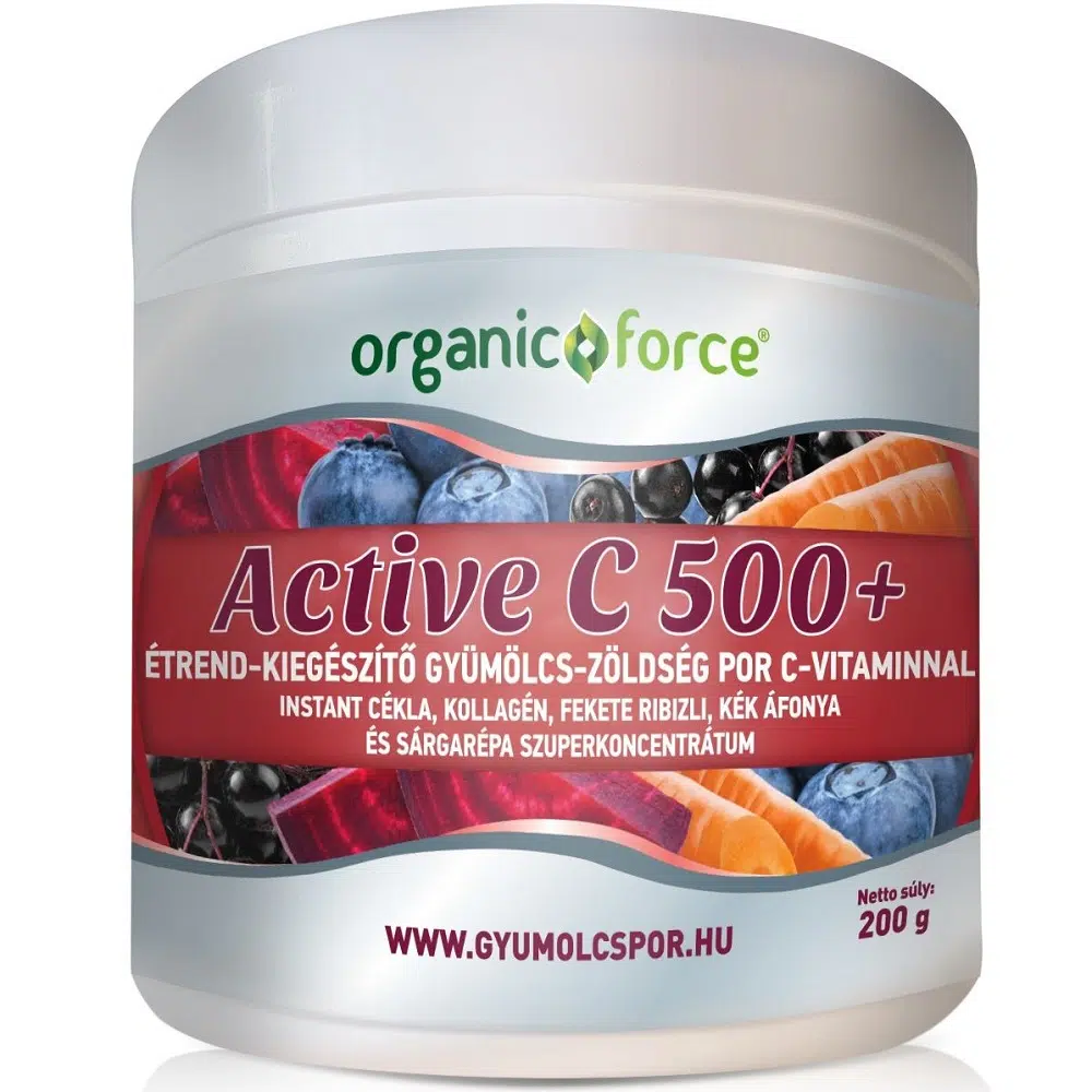 Organic Force Active C 500+ gyümölcs-zöldség szuperkoncentrátum por 200g Organic Force Active C 500+ gyümölcs-zöldség szuperkoncentrátum por 200g