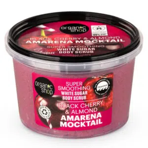 Organic Shop "Amarena Mocktail" Bőrkisimító testradír meggyel és mandulával - 250ml
