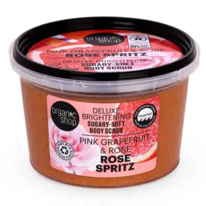 Organic Shop Rose Spritz Luxus ragyogásfokozó testradír grapefruittal és rózsával - 250ml