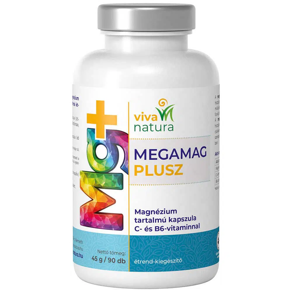 Viva Natura Megamag Plusz Magnézium+C- és B6-vitamin kapszula - 90db Viva Natura Megamag Plusz Magnézium+C- és B6-vitamin kapszula - 90db