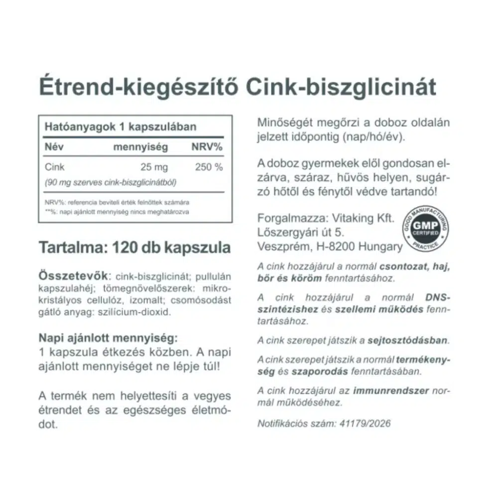 Vitaking Cink Biszglicinát kapszula - 120db - Image 2 Vitaking Cink Biszglicinát kapszula - 120db - Image 2