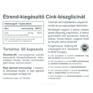 Vitaking Cink Biszglicinát kapszula - 60db - Image 2 Vitaking Cink Biszglicinát kapszula - 60db - Image 2