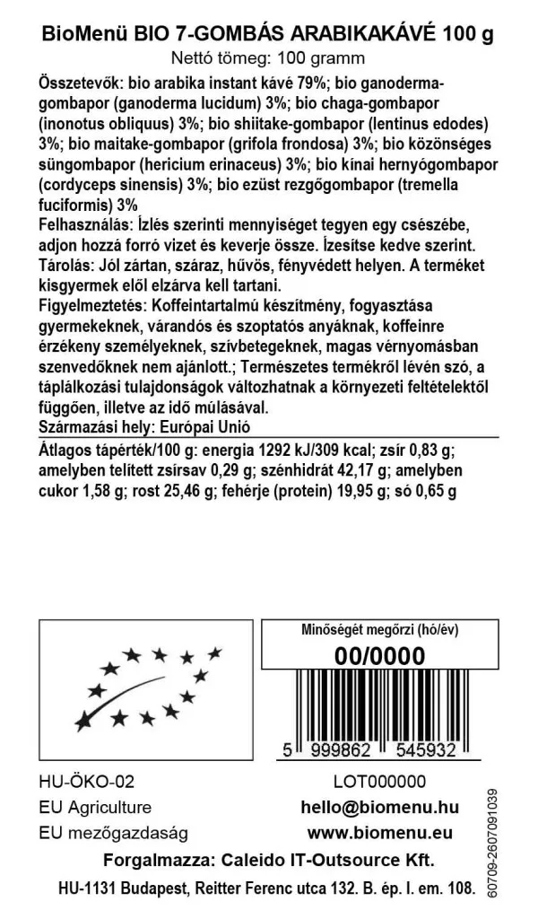 BioMenü bio 7-GOMBÁS Arabikakávé - 100g - Image 2 BioMenü bio 7-GOMBÁS Arabikakávé - 100g - Image 2