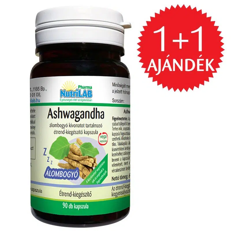 Nutrilab Ashwagandha 249mg kapszula 1+1 AJÁNDÉK - 2x90db Nutrilab Ashwagandha 249mg kapszula 1+1 AJÁNDÉK - 2x90db