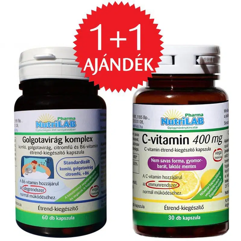 Nutrilab Golgotavirág komplex kapszula + AJÁNDÉK C-vitamin kapszula - 60db+30db Nutrilab Golgotavirág komplex kapszula + AJÁNDÉK C-vitamin kapszula - 60db+30db
