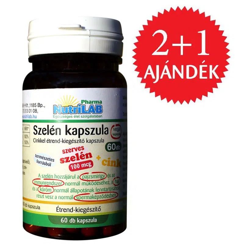 Nutrilab Szelén cinkkel kapszula 2+1 AKCIÓ - 3x60db Nutrilab Szelén cinkkel kapszula 2+1 AKCIÓ - 3x60db
