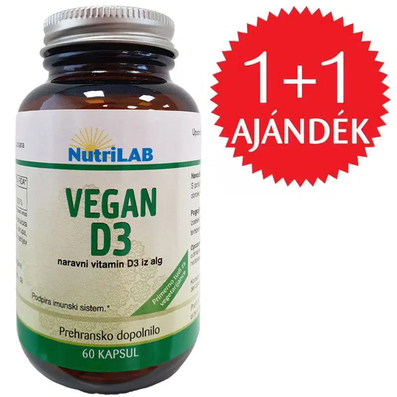 Nutrilab Vega D3-vitamin Algából kapszula 1+1 AJÁNDÉK - 2x60db Nutrilab Vega D3-vitamin Algából kapszula 1+1 AJÁNDÉK - 2x60db