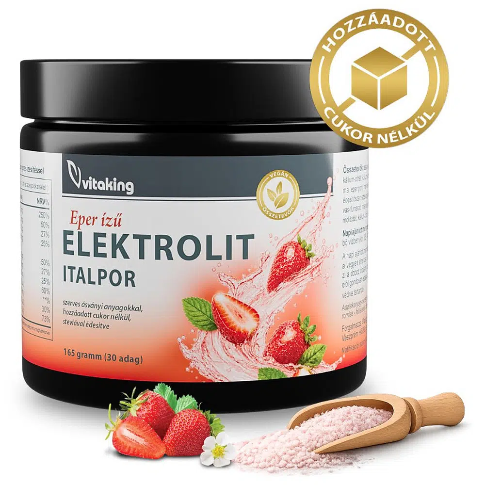 Vitaking Elektrolit eper ízű italpor - 165g Vitaking Elektrolit eper ízű italpor - 165g