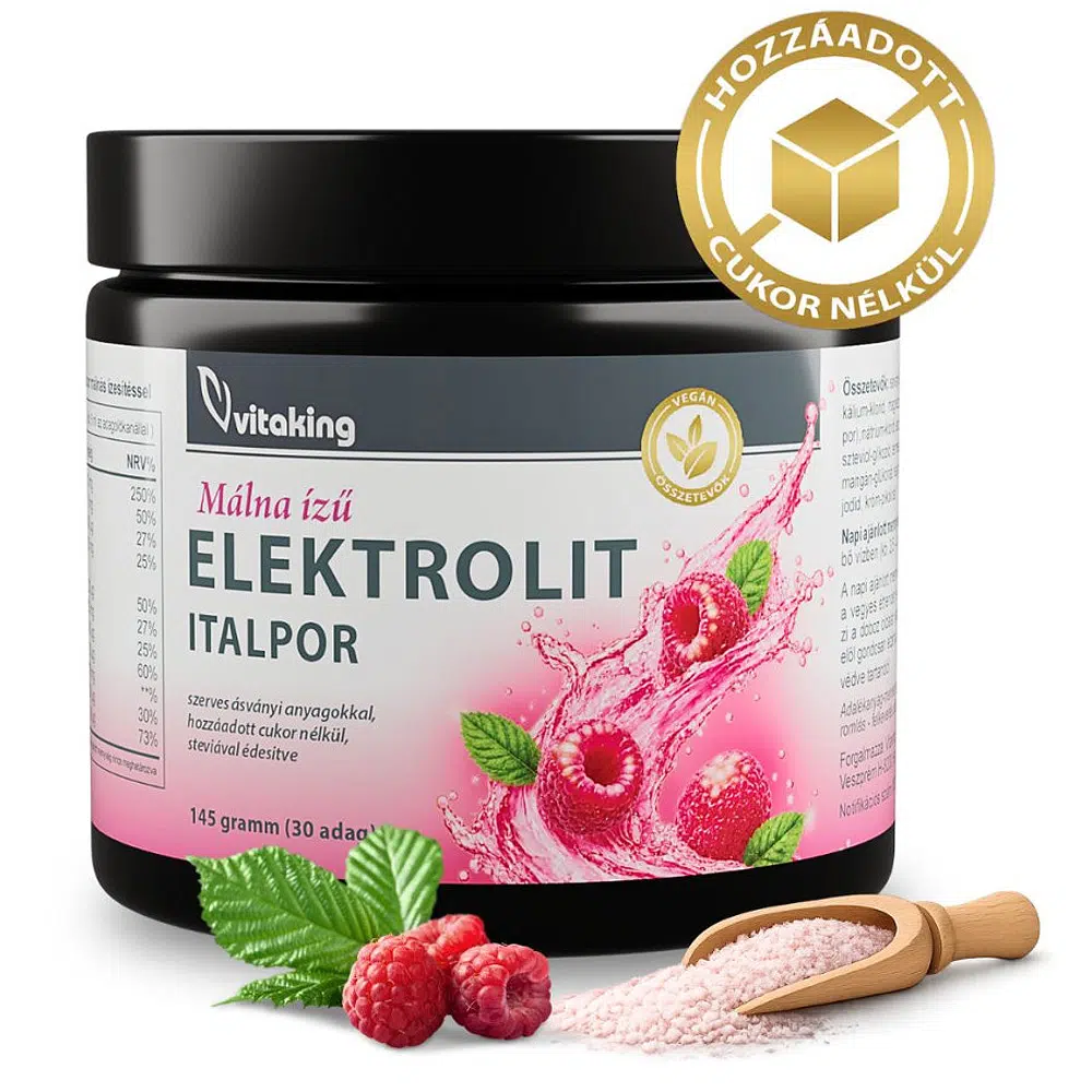 Vitaking Elektrolit málna ízű italpor - 145g Vitaking Elektrolit málna ízű italpor - 145g