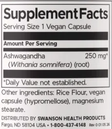 Swanson Full Spectrum Ashwagandha 250mg kapszula - 100db - Image 2 Swanson Full Spectrum Ashwagandha 250mg kapszula - 100db - Image 2