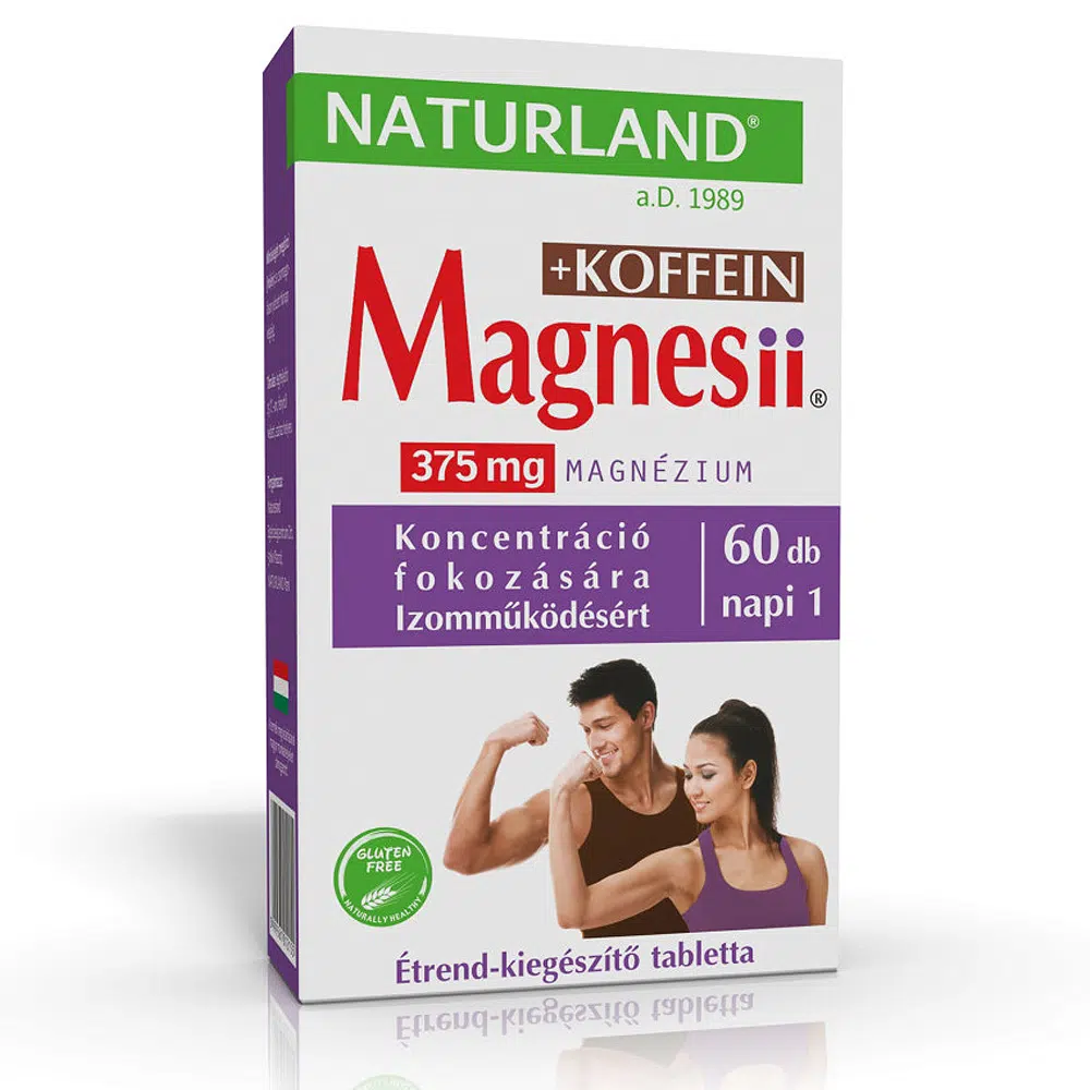 Naturland Magnesii + koffein étrend-kiegészítő tabletta - 60db Naturland Magnesii + koffein étrend-kiegészítő tabletta - 60db