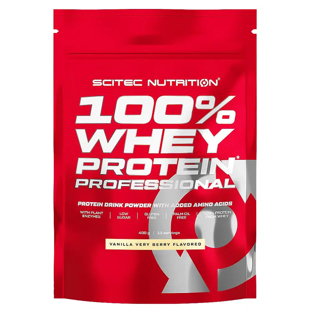 Scitec Nutrition 100% Whey Protein Professional vanília-erdei gyümölcs - 400g Scitec Nutrition 100% Whey Protein Professional vanília-erdei gyümölcs - 400g