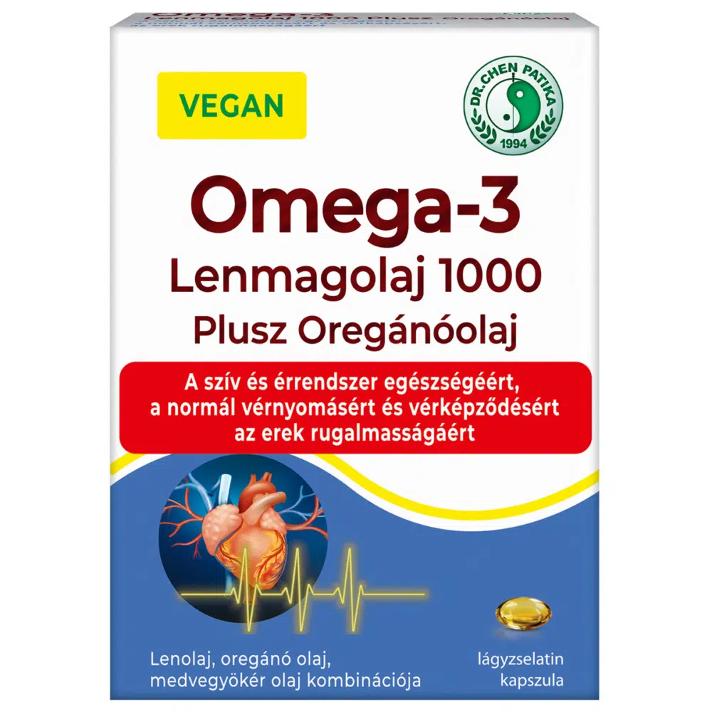 Dr. Chen Vegán Omega-3 Lenmagolaj 1000 Plusz Oregánóolaj kapszula - 30db Dr. Chen Vegán Omega-3 Lenmagolaj 1000 Plusz Oregánóolaj kapszula - 30db