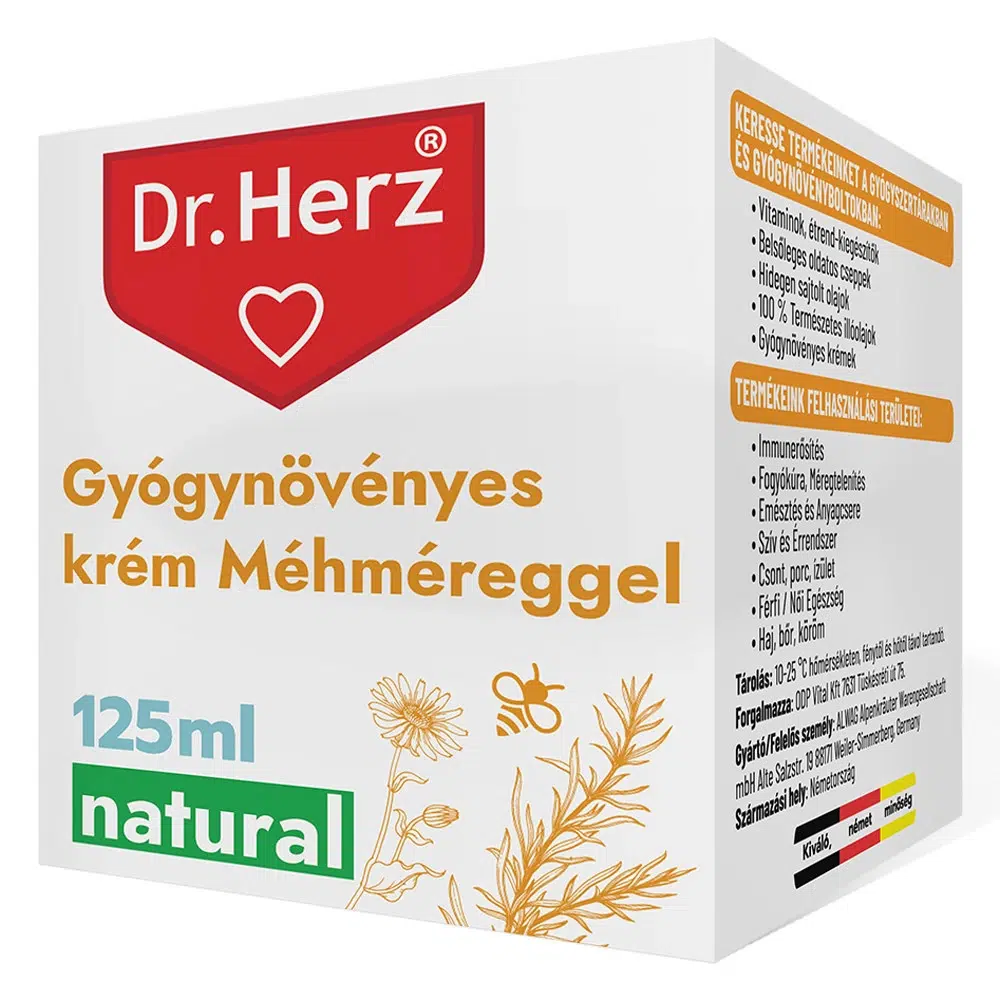 Dr. Herz Gyógynövényes krém méhméreggel - 125ml Dr. Herz Gyógynövényes krém méhméreggel - 125ml