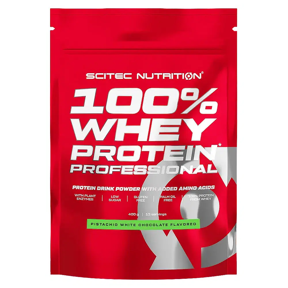Scitec Nutrition 100% Whey Protein Professional pisztácia fehércsoki - 400g Scitec Nutrition 100% Whey Protein Professional pisztácia fehércsoki - 400g