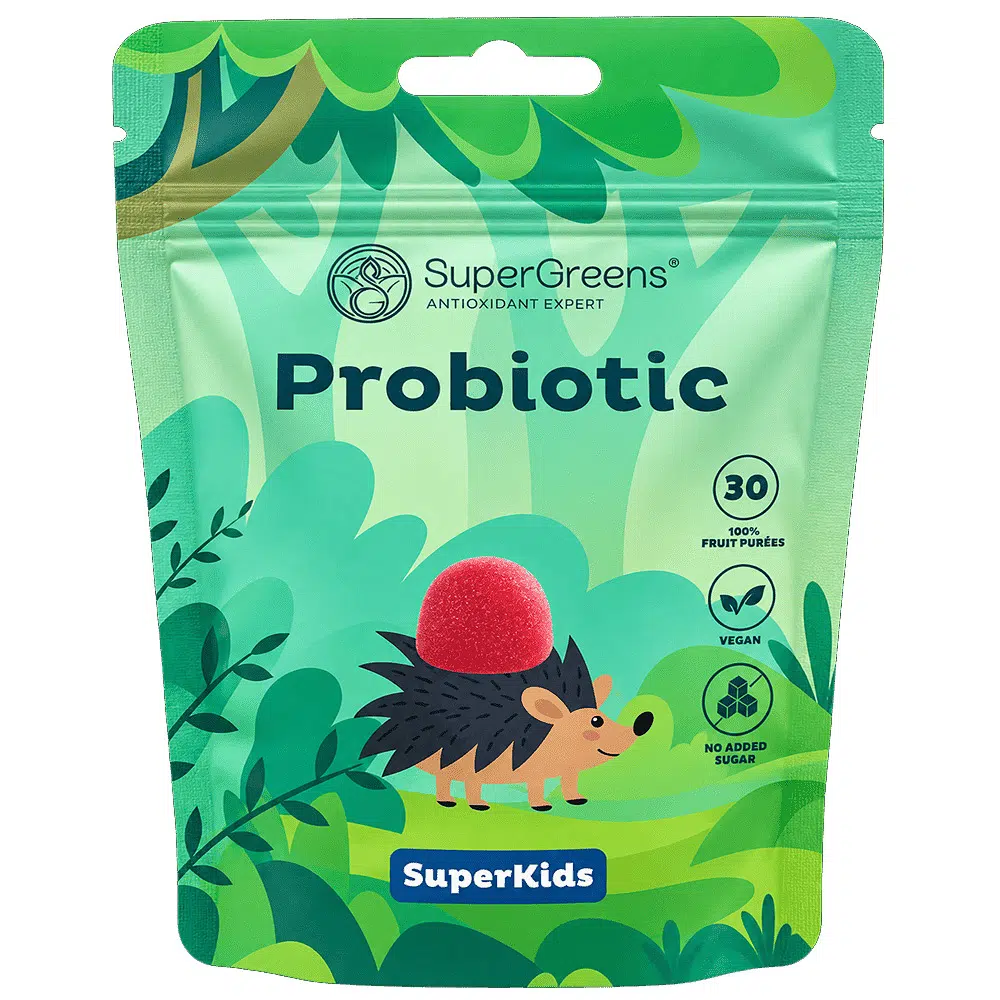 SuperGreens SuperKids Probiotikus formázott gyümölcspüré falatkák gyerekeknek - 30db SuperGreens SuperKids Probiotikus formázott gyümölcspüré falatkák gyerekeknek - 30db