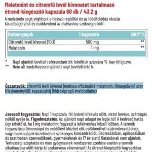 Dr. Herz Melatonin 1 mg + Citromfű levél kivonat kapszula - 60db - Image 2 Dr. Herz Melatonin 1 mg + Citromfű levél kivonat kapszula - 60db - Image 2