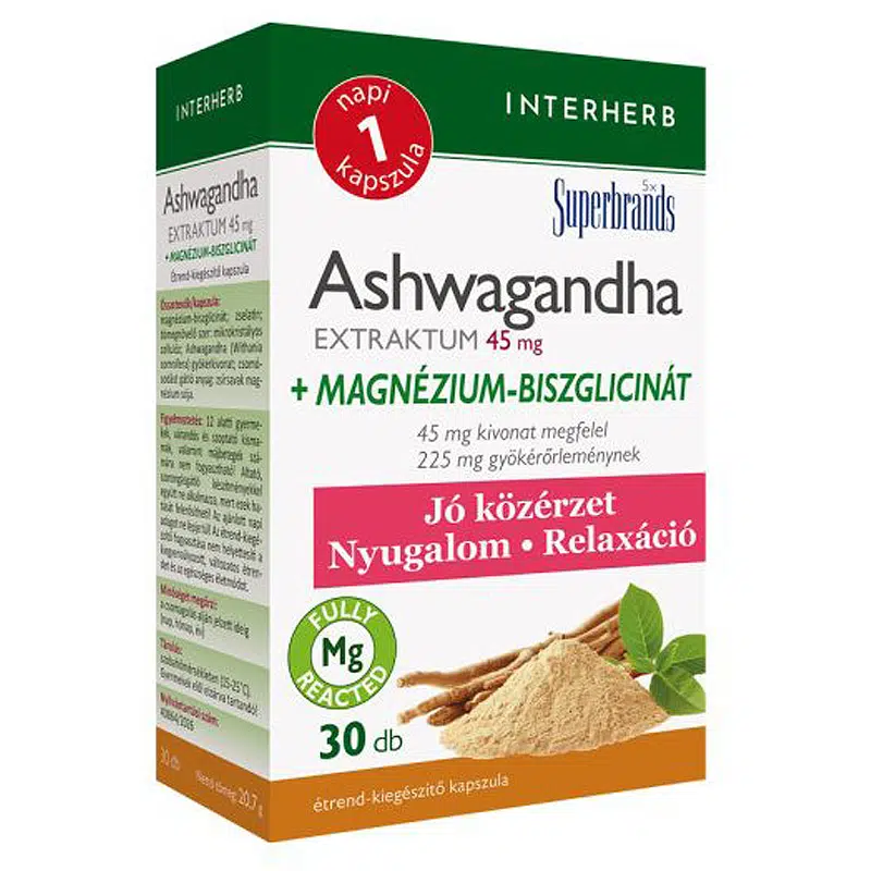 Interherb Napi 1 Ashwagandha Extraktum+Magnézium-biszglicinát kapszula - 30db Interherb Napi 1 Ashwagandha Extraktum+Magnézium-biszglicinát kapszula - 30db
